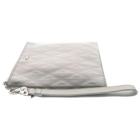 Dior Christian CD Diamond Clutch Pouch Case Gray Leather Silver - Picture 3 of 6